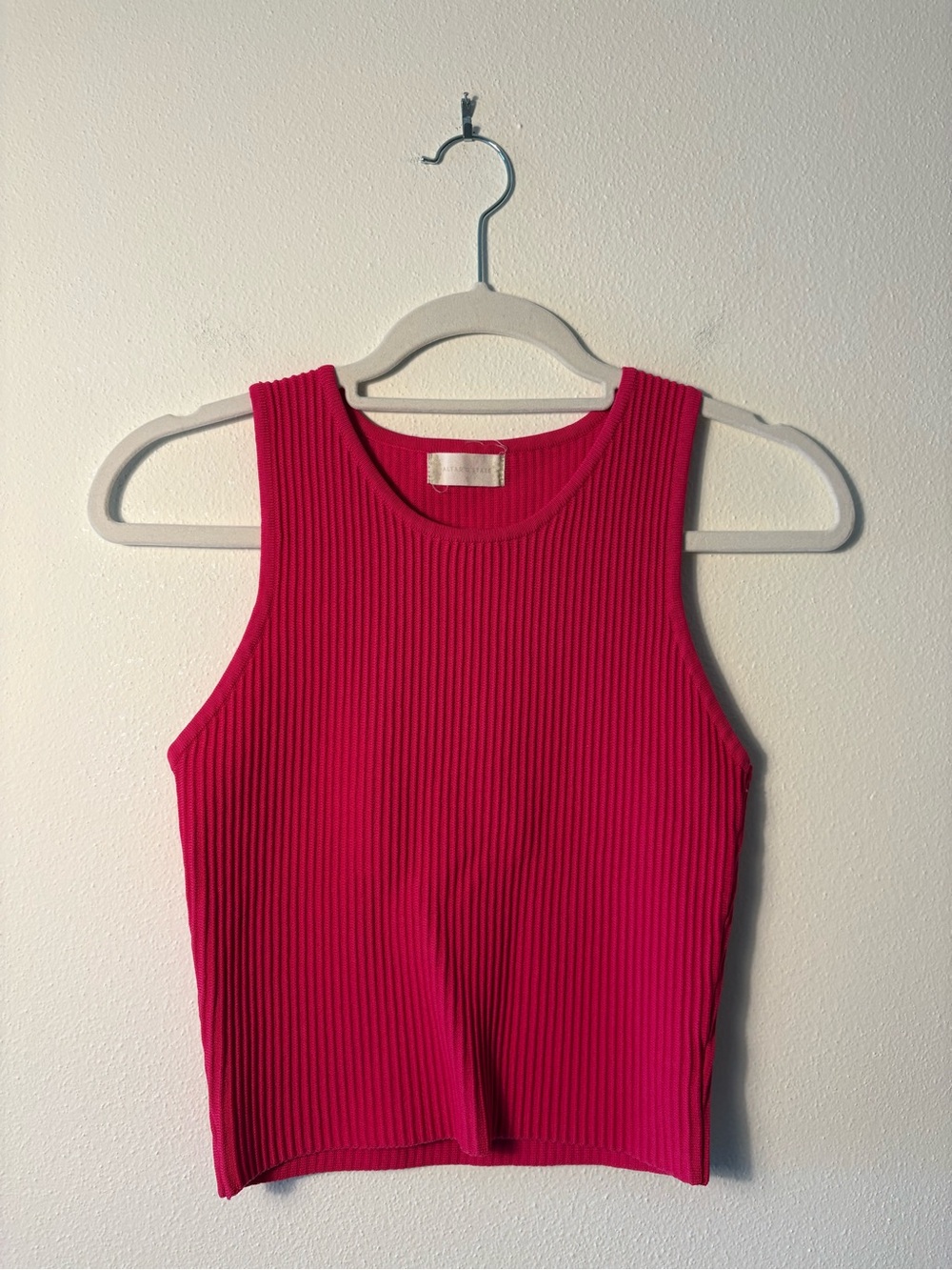 Altar'd State Hot Pink Fuchsia Ribbed Knit Cropped Tank Top Small
